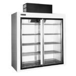 Display fridge white and black glass sliding doors. Modern