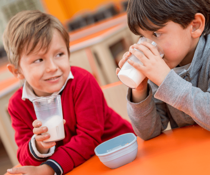 Kids drinking milk